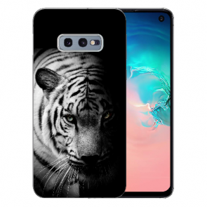 Samsung Galaxy S10e Silikon TPU mit Fotodruck Tiger Schwarz Weiß