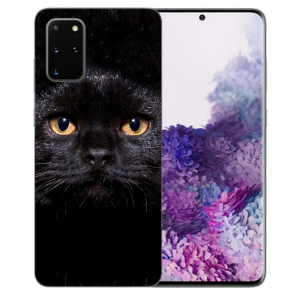 Silikon TPU mit Schwarz Katze Bilddruck für Samsung Galaxy S20 Etui