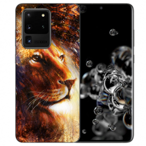 Samsung Galaxy S20 Ultra Silikon Hülle mit LöwenKopf Porträt Bilddruck 