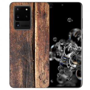 Silikon Hülle mit Bilddruck HolzOptik für Samsung Galaxy S20 Ultra