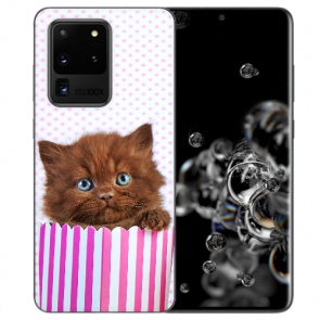 Samsung Galaxy S20 Ultra TPU Silikon Hülle mit Kätzchen Braun Fotodruck 