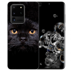 Samsung Galaxy S20 Ultra Silikon TPU Hülle mit Schwarz Katze Bilddruck