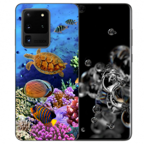 Samsung Galaxy S20 Ultra Silikon Hülle mit Aquarium Schildkröten Fotodruck 