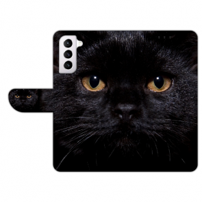 Samsung Galaxy S21 FE Schutzhülle Handy Tasche mit Schwarze Katze Fotodruck 