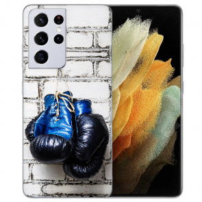 Samsung Galaxy S21 Ultra Silikon TPU Hülle mit Boxhandschuhe Bilddruck 