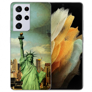 Samsung Galaxy S21 Ultra Silikon TPU Hülle mit Freiheitsstatue Bilddruck