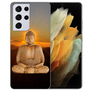 Samsung Galaxy S21 Ultra Silikon TPU Hülle mit Frieden buddha Bilddruck 