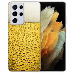 Samsung Galaxy S21 Ultra Silikon TPU Hülle mit Bier Bilddruck 