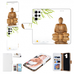 Flipcase Handyhülle mit Bilddruck für Samsung Galaxy S23 Ultra (5G) Frieden Buddha