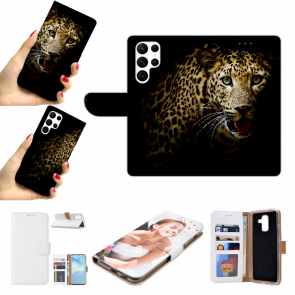 Handy Schale Cover für Samsung Galaxy S22 Ultra (5G) Bilddruck Leopard 