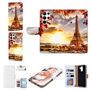 Tasche Handyhülle mit Fotodruck Eiffelturm für Samsung Galaxy S23 Ultra (5G) Etui
