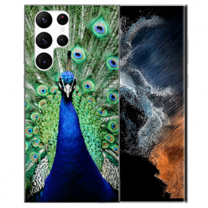 Für Samsung Galaxy S22 Ultra (5G) Silikon TPU Cover Case Fotodruck Pfau