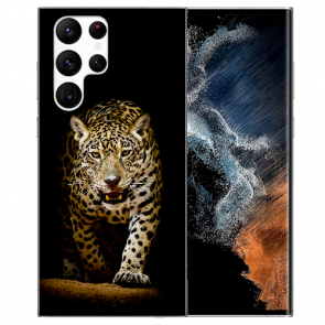 TPU Cover Case für Samsung Galaxy S22 Ultra (5G) Bilddruck Leopard bei der Jagd