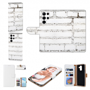 Schutzhülle Tasche für Samsung Galaxy S23 Ultra (5G) mit Fotodruck Weiße Mauer