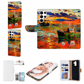 Handyhülle Tasche für Samsung Galaxy S23 Ultra (5G) mit Bilddruck Gemälde Etui