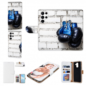 Sideflip Tasche Handycover für Samsung Galaxy S22 Ultra (5G) Bilddruck Boxhandschuhe