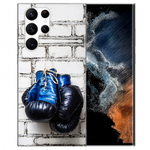 Für Samsung Galaxy S22 Ultra (5G) Silikon Cover Case Fotodruck Boxhandschuhe