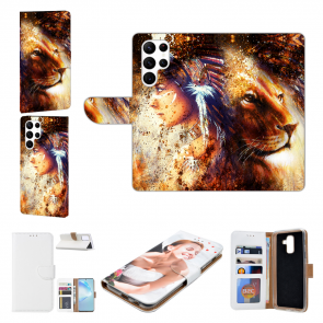 Schutzhülle Schale Bilddruck Löwe Indianerin Porträt für Samsung Galaxy S22 Ultra (5G) 