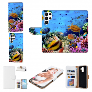 Handycover Case für Samsung Galaxy S22 Ultra (5G) Aquarium Schildkröten Bilddruck 