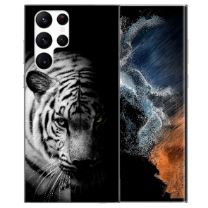 TPU Cover Case Bilddruck Tiger Schwarz Weiß für Samsung Galaxy S22 Ultra (5G)