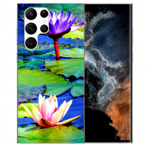 TPU Cover Schale für Samsung Galaxy S22 Ultra (5G) Case Bilddruck Lotosblumen 