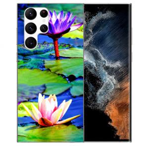 TPU Cover Schale für Samsung Galaxy S22 Ultra (5G) Case Bilddruck Lotosblumen