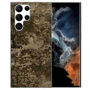 TPU Silikon Cover Case für Samsung Galaxy S22 Ultra (5G) Bilddruck Braune Muster