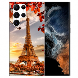 Für Samsung Galaxy S22 Ultra (5G) Silikon Cover Case Fotodruck Eiffelturm