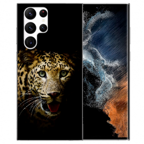 Silikon TPU Cover Case Fotodruck Leopard für Samsung Galaxy S22 Ultra (5G)