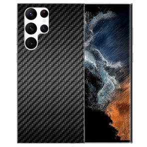 Für Samsung Galaxy S22 Ultra (5G) Silikon Cover Case Fotodruck Carbon Optik
