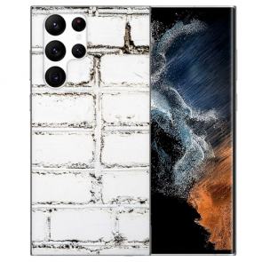 Silikon Cover für Samsung Galaxy S22 Ultra (5G) Case Weiße Mauer Bilddruck 