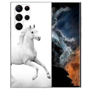 Silikon TPU Cover Case für Samsung Galaxy S22 Ultra (5G) Fotodruck Pferd