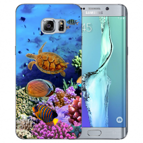 Samsung Galaxy S6 Edge + TPU Silikon mit Fotodruck Aquarium Schildkröten