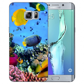 Samsung Galaxy S6 Edge + TPU Silikon mit Fotodruck Korallenfische