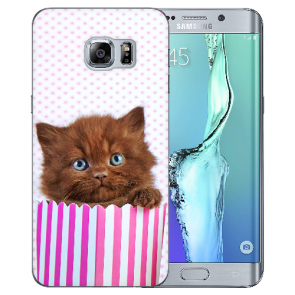 Samsung Galaxy S6 Edge TPU Hülle mit Bilddruck Kätzchen Braun