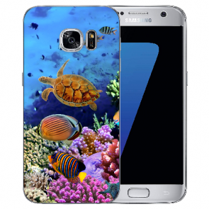 Samsung Galaxy S6 Silikon Hülle mit Bilddruck Aquarium Schildkröten