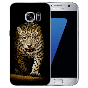 Silikon TPU Hülle mit Bilddruck Leopard beim Jagd für Samsung Galaxy S6 