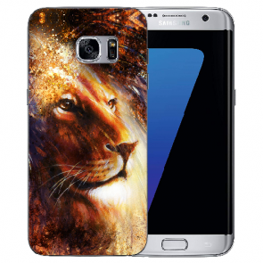Samsung Galaxy S6 Edge Plus TPU Silikon mit LöwenKopf Porträt Fotodruck