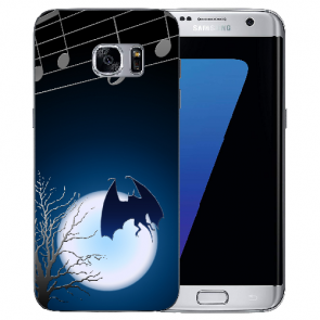 Samsung Galaxy S6 Edge Plus TPU Silikon mit Fotodruck Fledermaus-mond