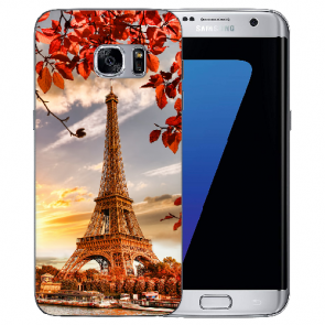 Samsung Galaxy S7 Edge Silikon TPU Hülle mit Eiffelturm Fotodruck 