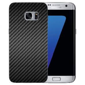 Silikon TPU mit Carbon Optik Fotodruck für Samsung Galaxy S7 Edge Etui