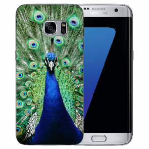 Silikon TPU mit Pfau Fotodruck für Samsung Galaxy S7 Edge Etui