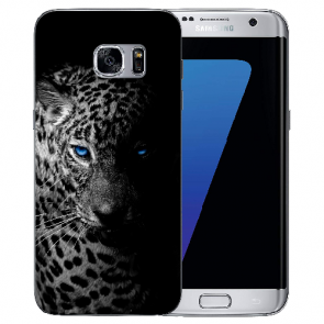 Samsung Galaxy S7 TPU Silikon mit Fotodruck Leopard mit blauen Augen