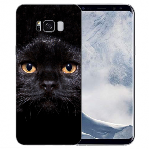 TPU-Silikonhülle mit Schwarz Katze Bilddruck für Samsung Galaxy S8 