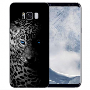Samsung Galaxy S8 + TPU Silikon mit Bilddruck Leopard mit blauen Augen