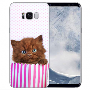 Samsung Galaxy S8 TPU Silikon Hülle mit Bilddruck Kätzchen Braun