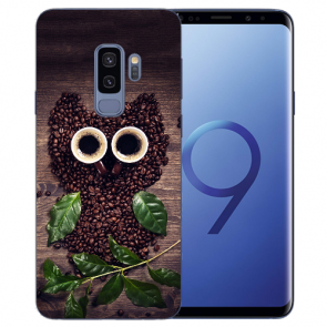 Samsung Galaxy S9 Plus TPU Silikon mit Kaffee Eule Bilddruck 