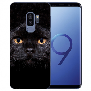 Samsung Galaxy S9 Plus TPU-Silikonhülle mit Schwarz Katze Bilddruck