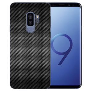 Samsung Galaxy S9 Plus TPU-Silikonhülle mit Carbon Optik Bilddruck