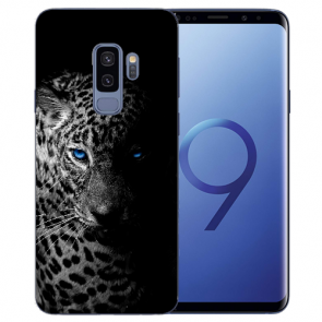 Samsung Galaxy S9 Silikon TPU mit Fotodruck Leopard mit blauen Augen